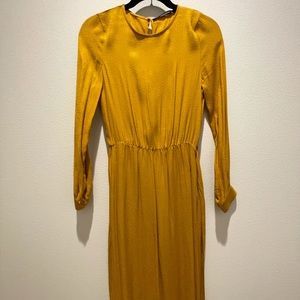 Zara yellow leopard maci dress with waist tie